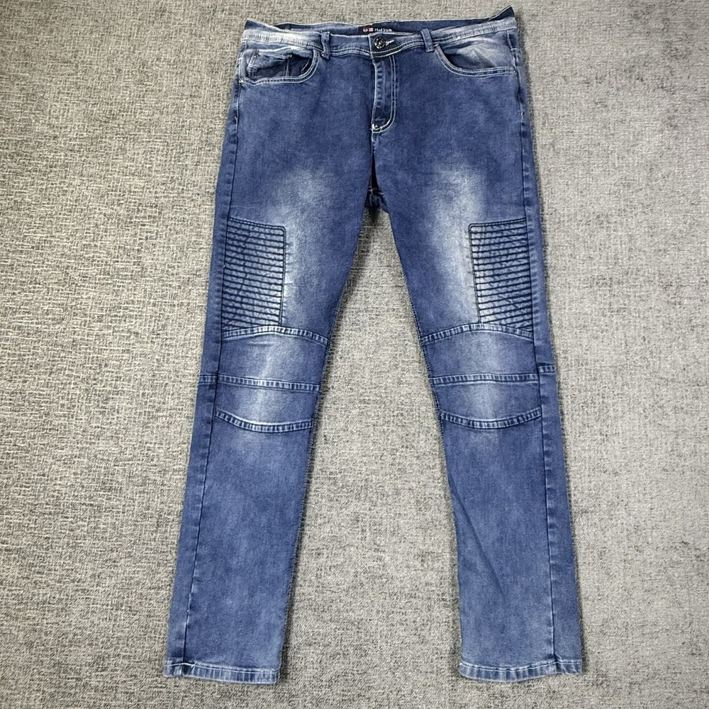 Phat‎ Farm Jeans Mens 36x30 Stretch Y2K Hip Hop Skinny Fit Blue